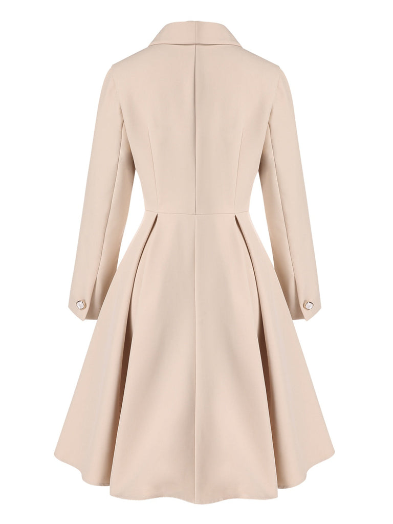 Cremeweiß 1950er Schalkragen Swing Mantel