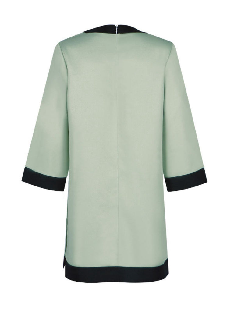 Grün 1970er Queen's Gambit Bogen A-Linie Kleid