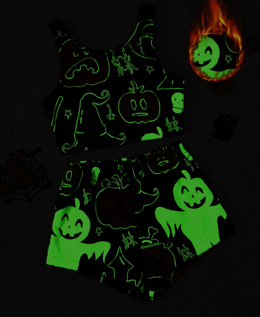 1970er Halloween Flanell Graffiti Glow-in-the-Dark Pyjama