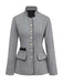 Grau 1940er Kunstwolle Stehkragen Tasten Jacke