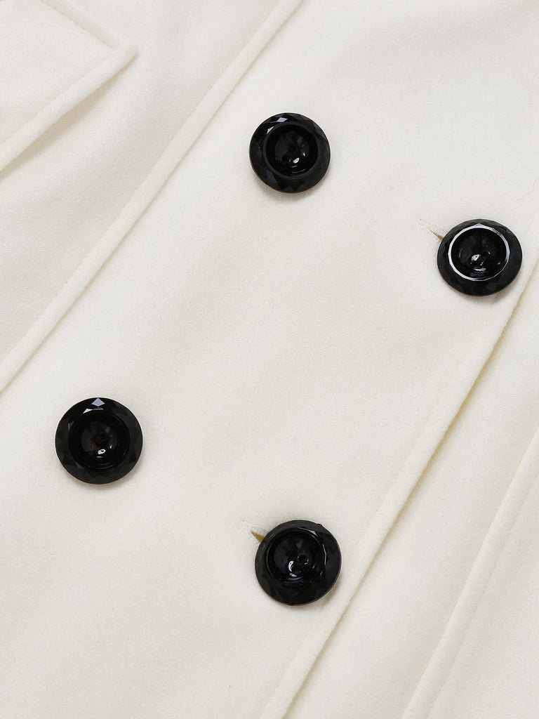 1940er Abnehmbar Kunstpelz Kragen Schaltflächen Mantel