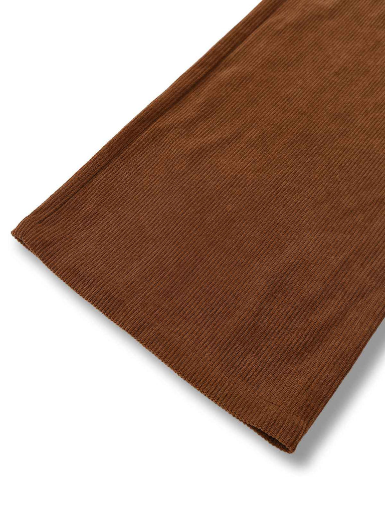 Orange 1970er Gänseblümchen Cord Krawattenhals Jumpsuit