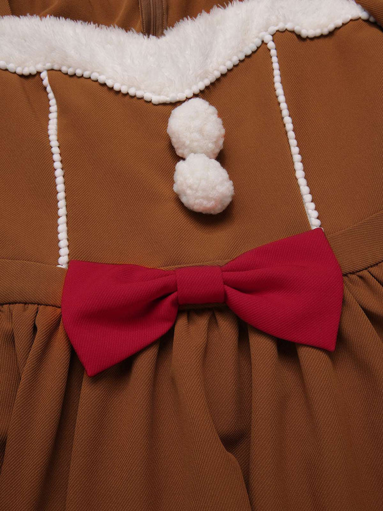 Kurkuma 1950er Lebkuchenmann Plüschbesatz Kleid