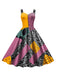 Multicolor 1950er Nightmare Before Christmas Sally Farbblock Kleid