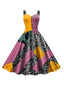 Multicolor 1950er Nightmare Before Christmas Sally Farbblock Kleid