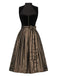 Braun 1950er Oktoberfest Dirndl Häkelsamt Kleid & Satin Plissiertes Schürze