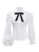 Weiß 1960er Puffärmel Bogen Tie Bluse