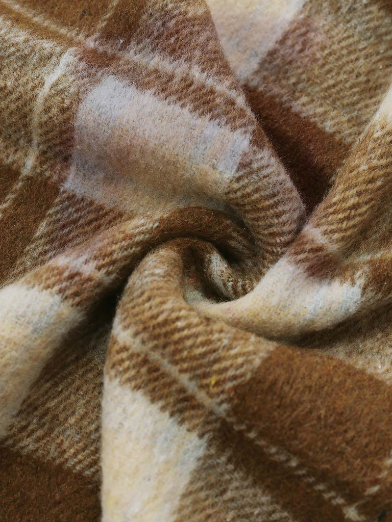 Braun 1950er Krawattenhals Stricken Plaid Kleid