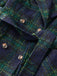 Grün 1940er Gekerbter Kragen Blackwatch Plaid Lang Mantel