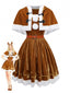2PCS Braun 1940er Weihnachtselch Cape & Samt Kleid