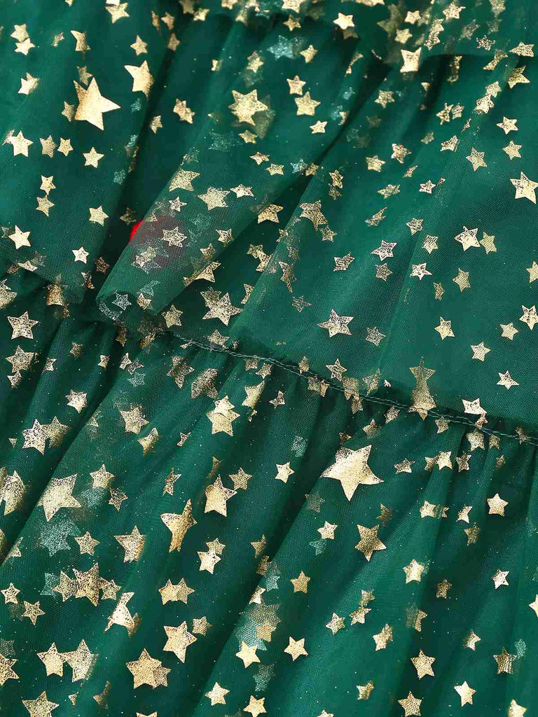 Grün 1960er Weihnachten Baum Bommel Bälle Netz Kleid