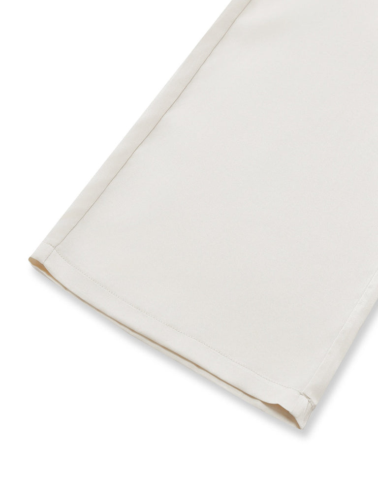 2PCS Beige 1950er Solide Ärmellos Rollkragen Top & Hosen