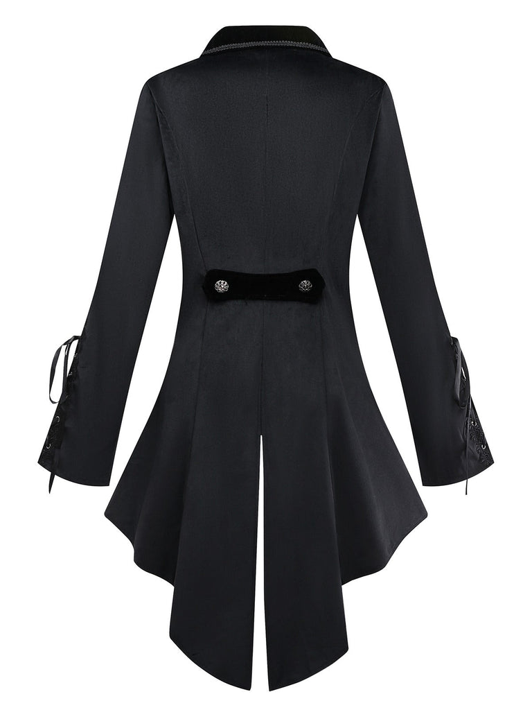 Schwarz 1950er Bestickt Blumen Victorian Stil Jacke