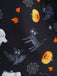 1950er Halloween Kürbis Spinnennetz Blütenblatthals Kleid