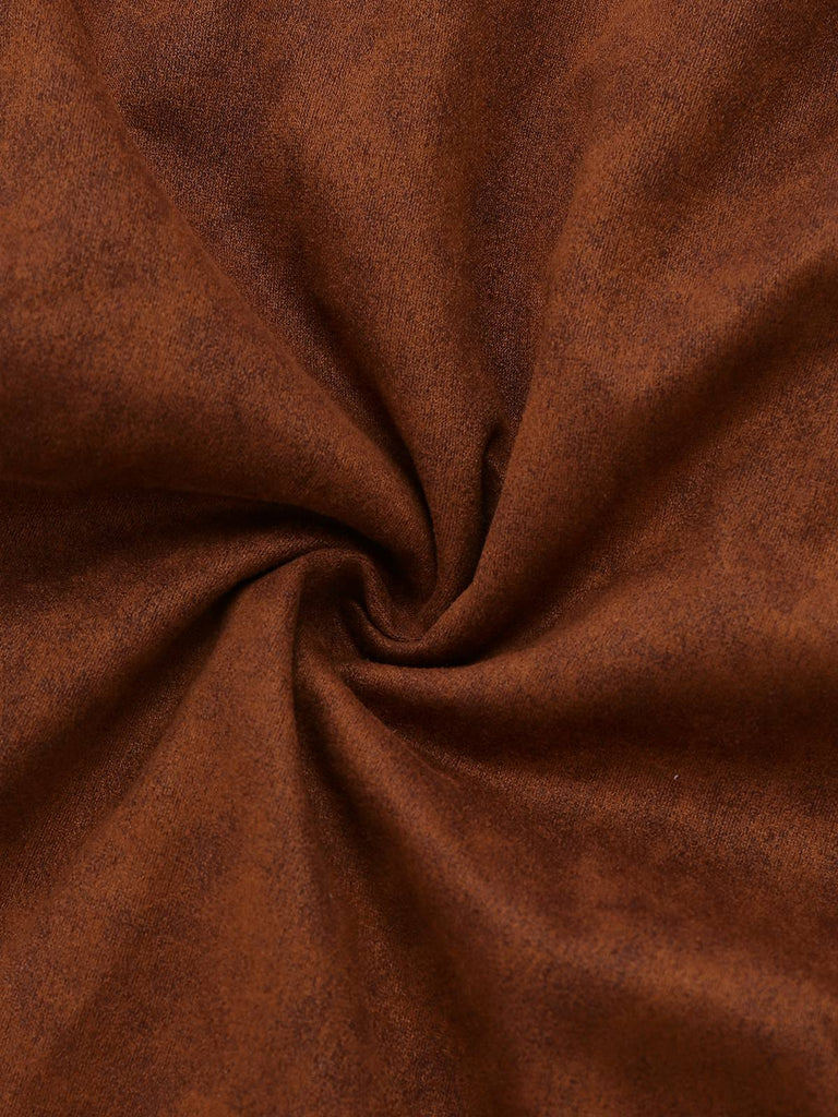 Braun 1950er Wildlederimitat Kerbkragen Taste Trench Mantel