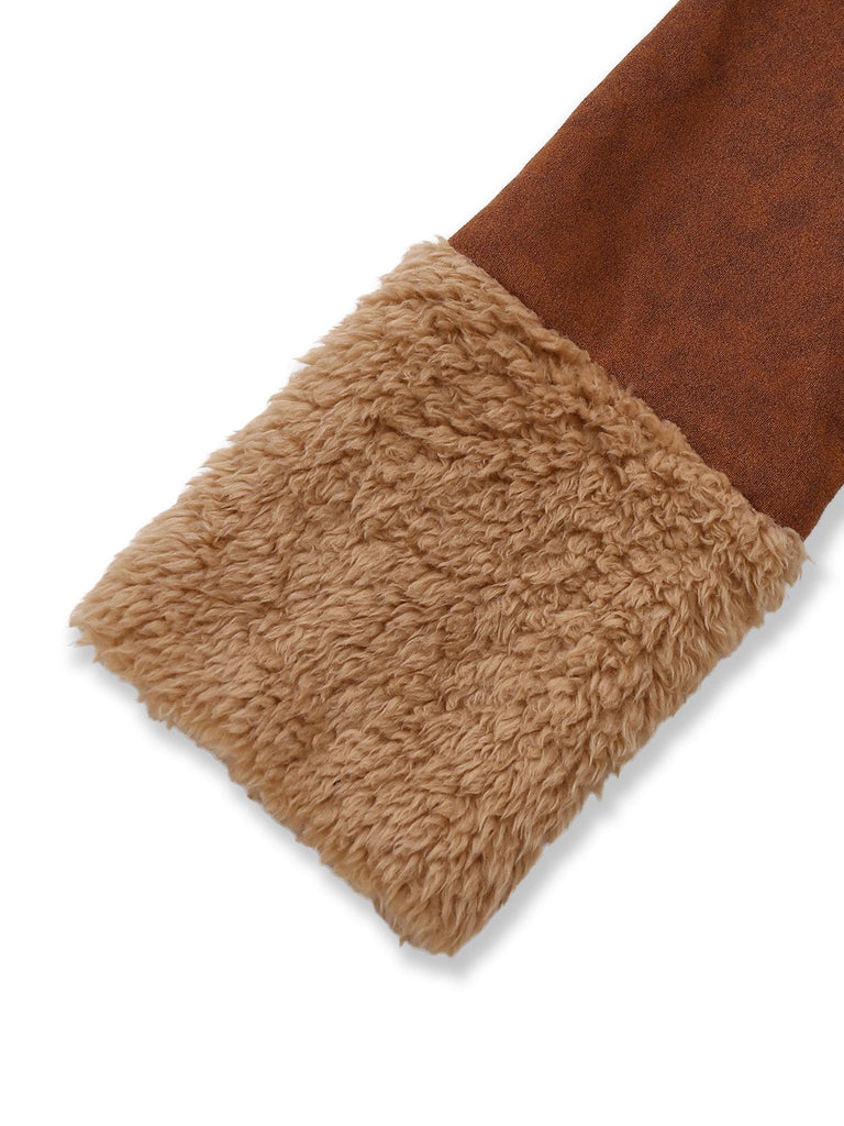 Braun 1950er Wildlederimitat Kerbkragen Taste Trench Mantel