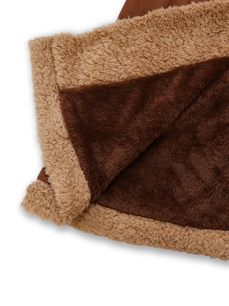 Braun 1950er Wildlederimitat Kerbkragen Taste Trench Mantel