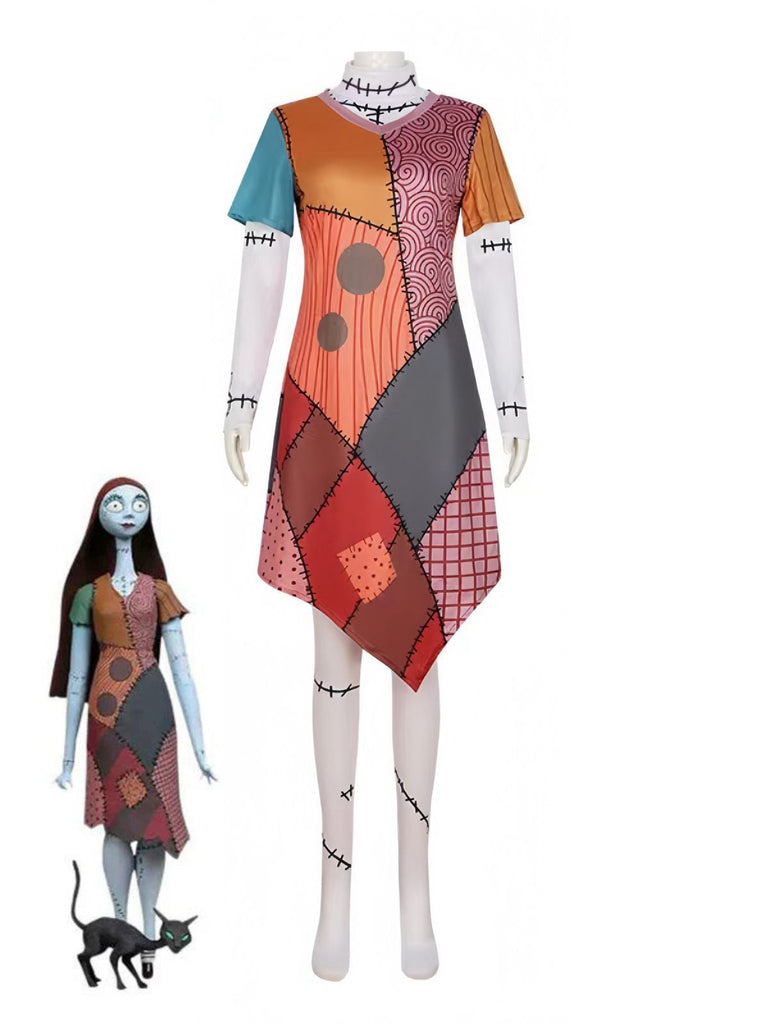Multicolor 1940er Halloween Nightmare Sally Kleid