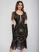1920er Rundhalsausschnitt Paillette Franse Klappe Kleid