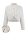 Weiß 1960er Faux-Wolle Stehkragen Jacke