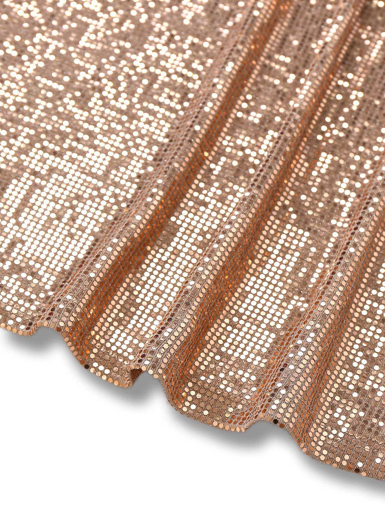 [Vorverkauf] 2PCS Braun 1920er Pailletten Kleid & Kunst Pelz Schal