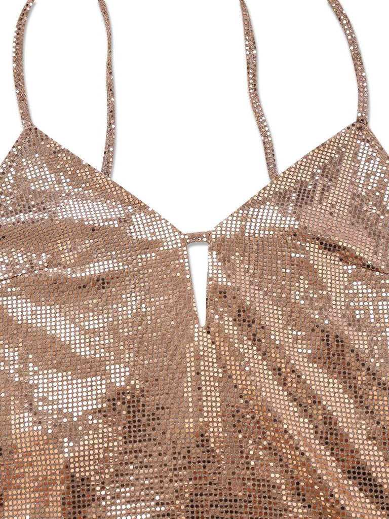 [Vorverkauf] 2PCS Braun 1920er Pailletten Kleid & Kunst Pelz Schal