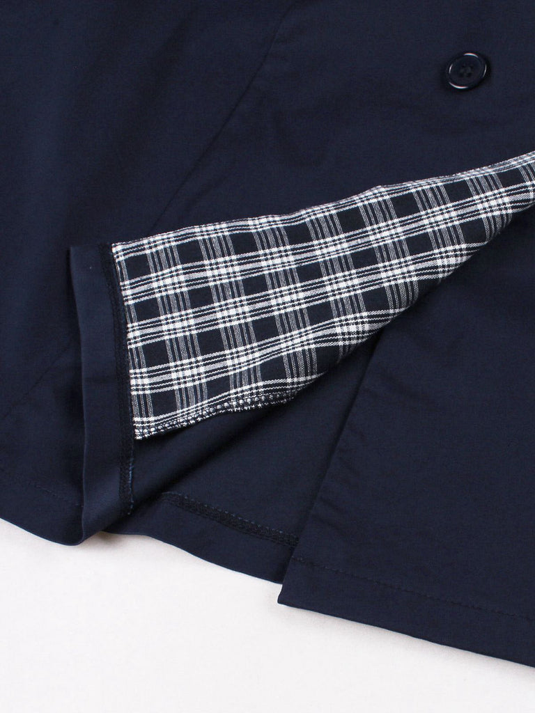 Blau 1950er Zweireihig Plaid Revers Gürtel Kleid