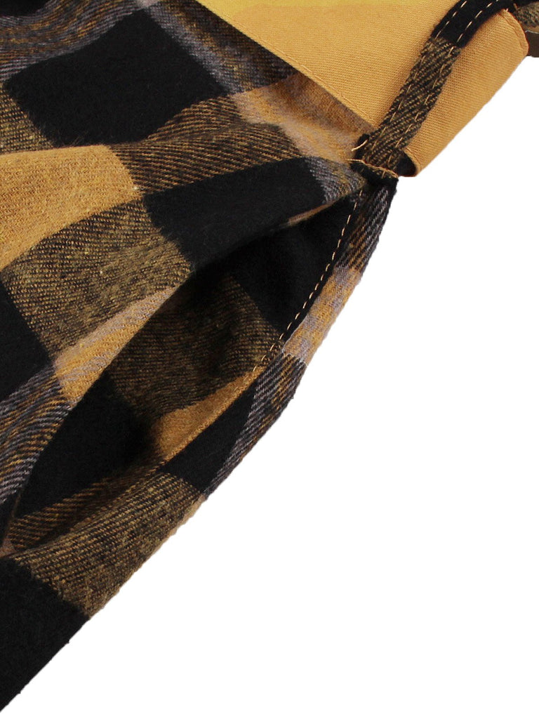 1950er Gingham Plaid Tasten Revers Gürtel Kleid