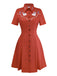 Rot 1950er Gitarre & Hinweise Revers Kleid