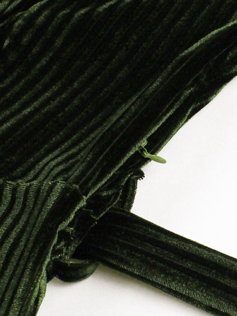 Grün 1950er Weihnachten Cord Langarm Kleid