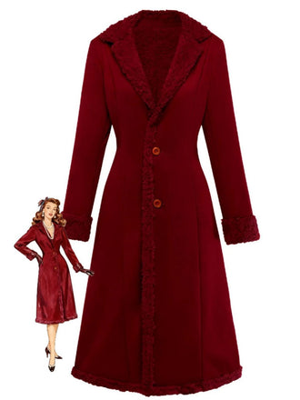 1930er Solide Revers Taste Wildleder Mittellang Mantel