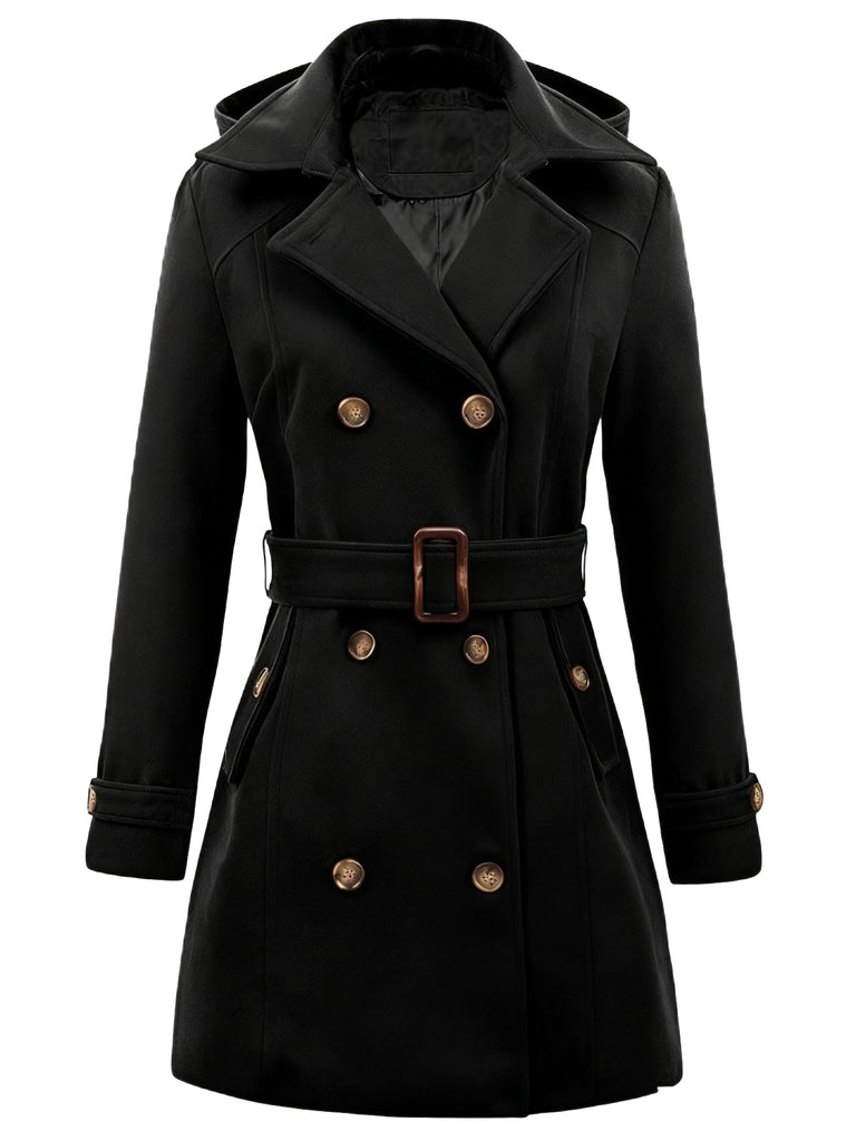 1970er Doppelreihig Kunstwolle Hood Mantel