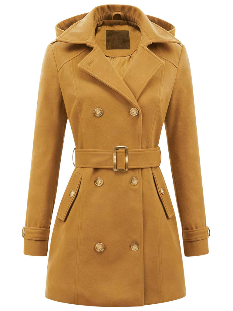 1970er Doppelreihig Kunstwolle Hood Mantel