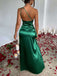 1960er Eine Schulter Gerüscht Schlitz Satin Kleid