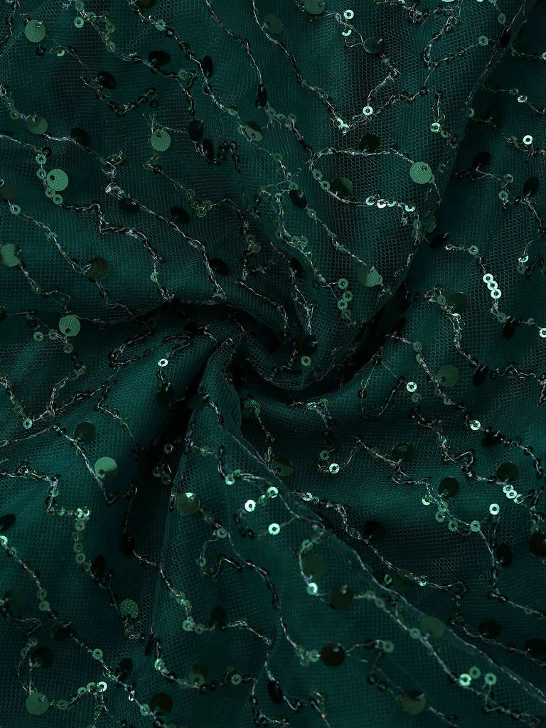 Grün 1930er Verdreht Pailletten Netz Kleid