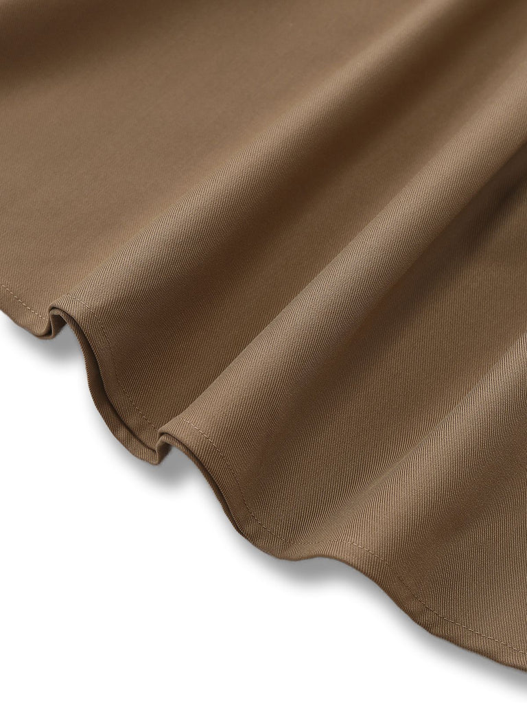 [Vorverkauf] Khaki 1930er Streifen Revers Abnehmbare Krawatte Kleid