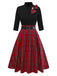1950er Weihnachten Plaid Gürtel Kleid Mit Schneeflocke Brosche