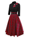 1950er Weihnachten Plaid Gürtel Kleid Mit Schneeflocke Brosche