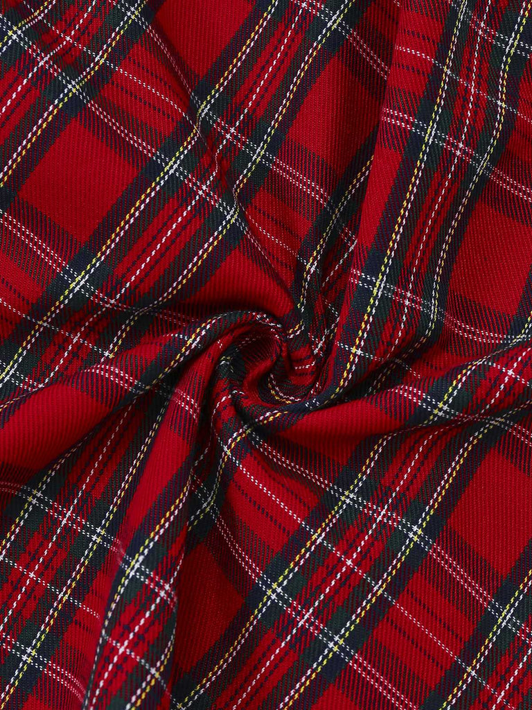 1950er Weihnachten Plaid Gürtel Kleid Mit Schneeflocke Brosche