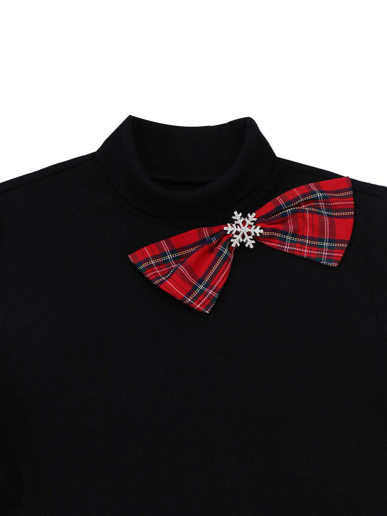 1950er Weihnachten Plaid Gürtel Kleid Mit Schneeflocke Brosche