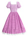 [Vorverkauf] Rosa Lila 1950er Farbblock Halloween Prinzessin Kleid