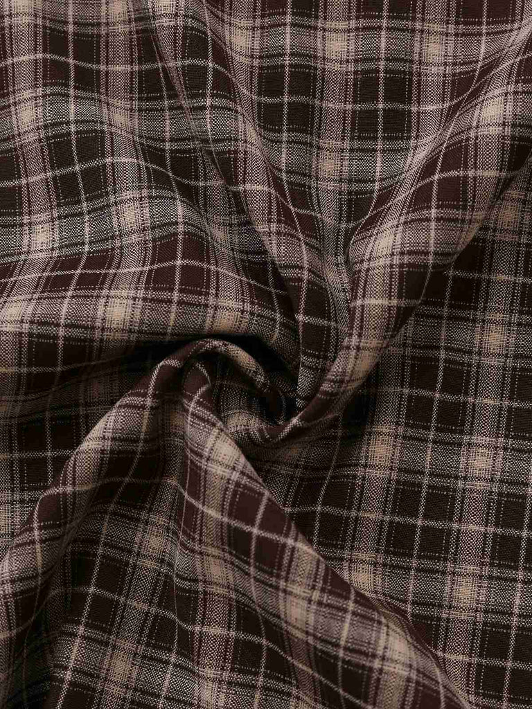 [Vorverkauf] 2PCS Braun 1940er Stricken Kunst-Zweiteilig Bluse & Karo Rock