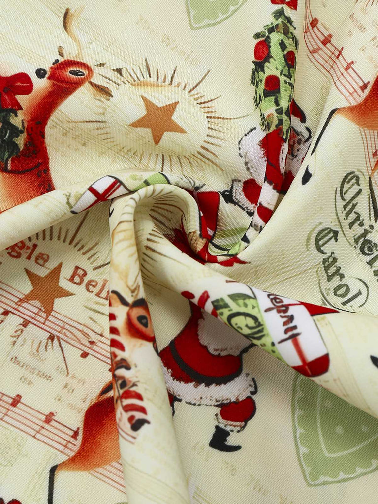 1950er Weihnachten Zuckerstange Santa Bogen Trägerlos Kleid