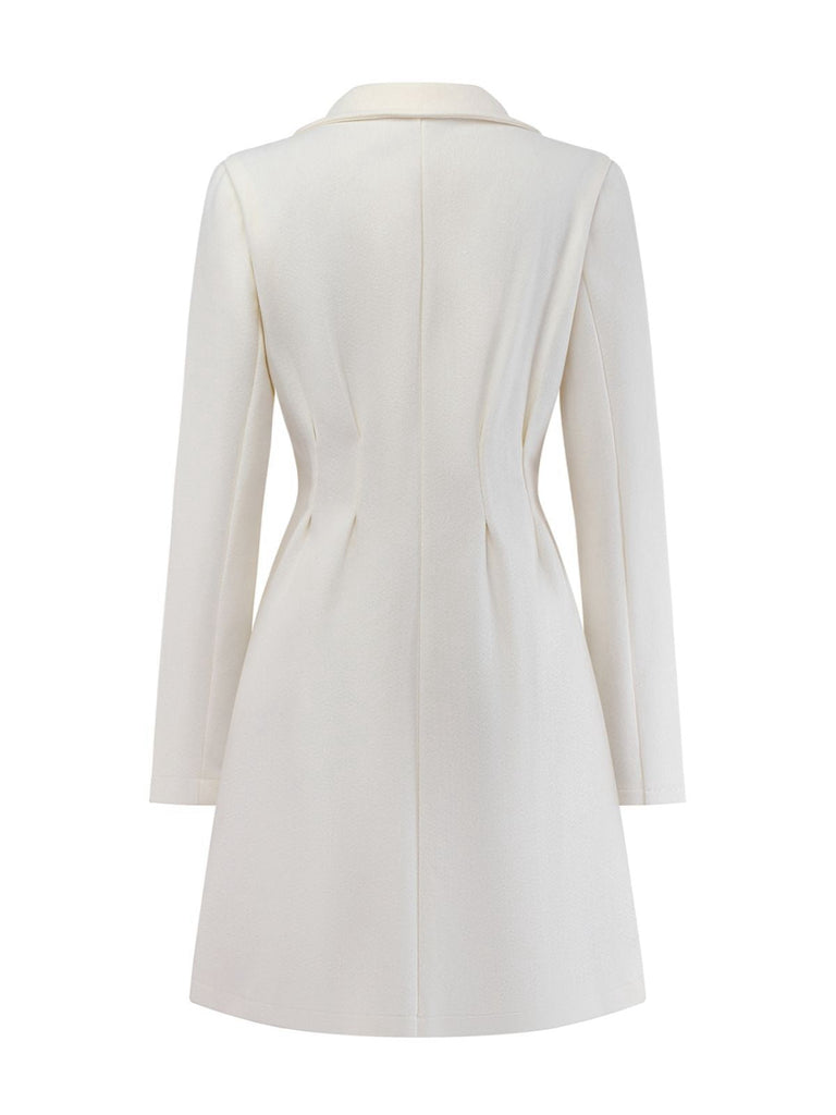 Weiß 1940er Perle Taste Kunstwolle Mantel