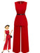 2PCS 1960er Ärmellos Weste & Gürtel Taille Hose