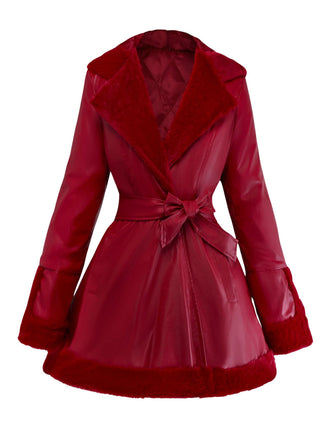 1950er Leder Pelzkragen Mantel Mit Kapuze