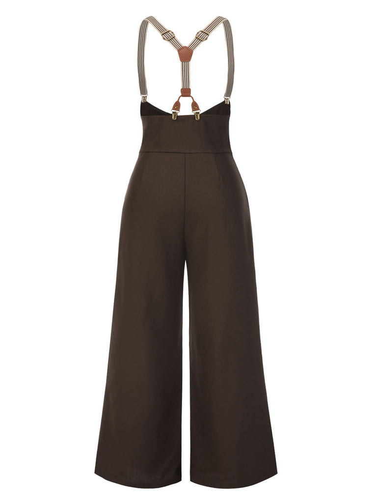 [Übergröße] Dunkelbraun 1950er Taste Latzhose