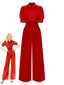 1950er Solide Revers Blumen Spitze Bindekragen Jumpsuit
