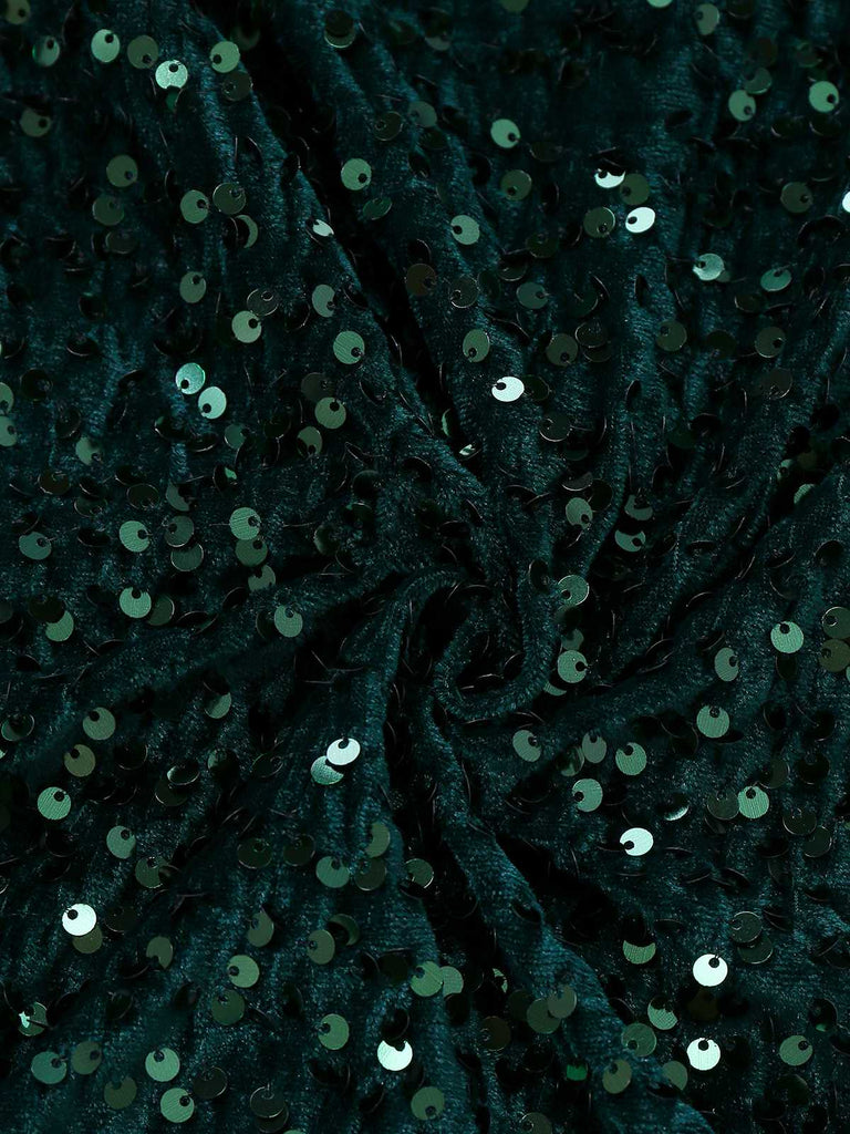 Grün 1960er Schulterfrei Pailletten Feder Enges Kleid