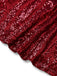 Weinrot 1950er Pailletten Tief-V Netz Kleid